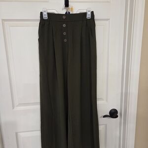 Wide Leg Olive Green Pants